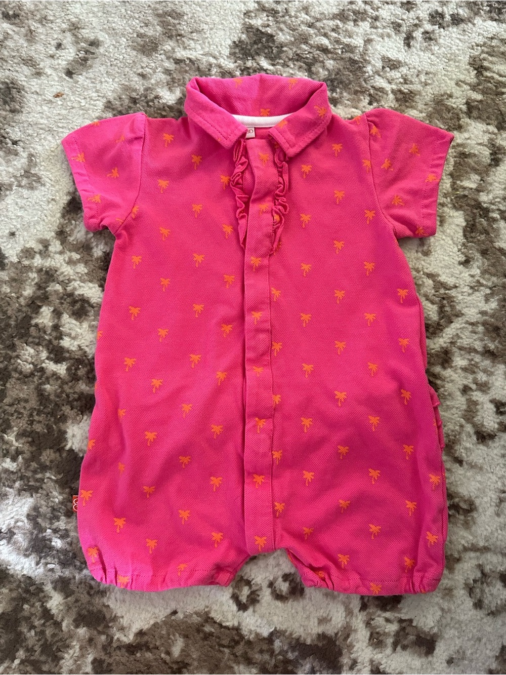 Magnificent Baby Hot Pink Romper with Orange Palm Print